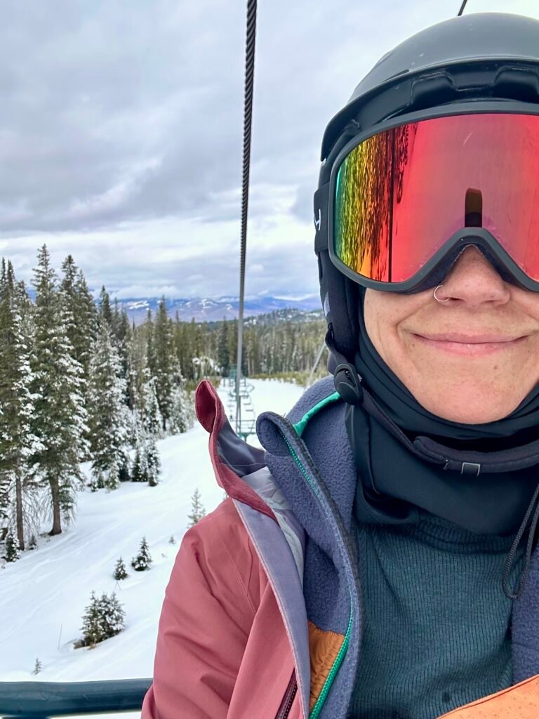 Chair lift selfie at discovery ski area